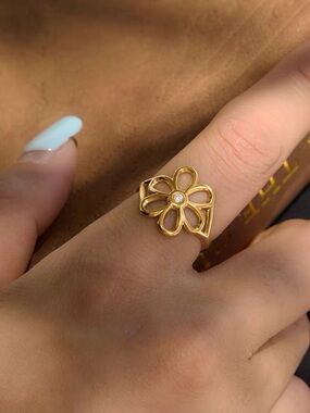 18K Gold Plated Adjustable Flower Ring